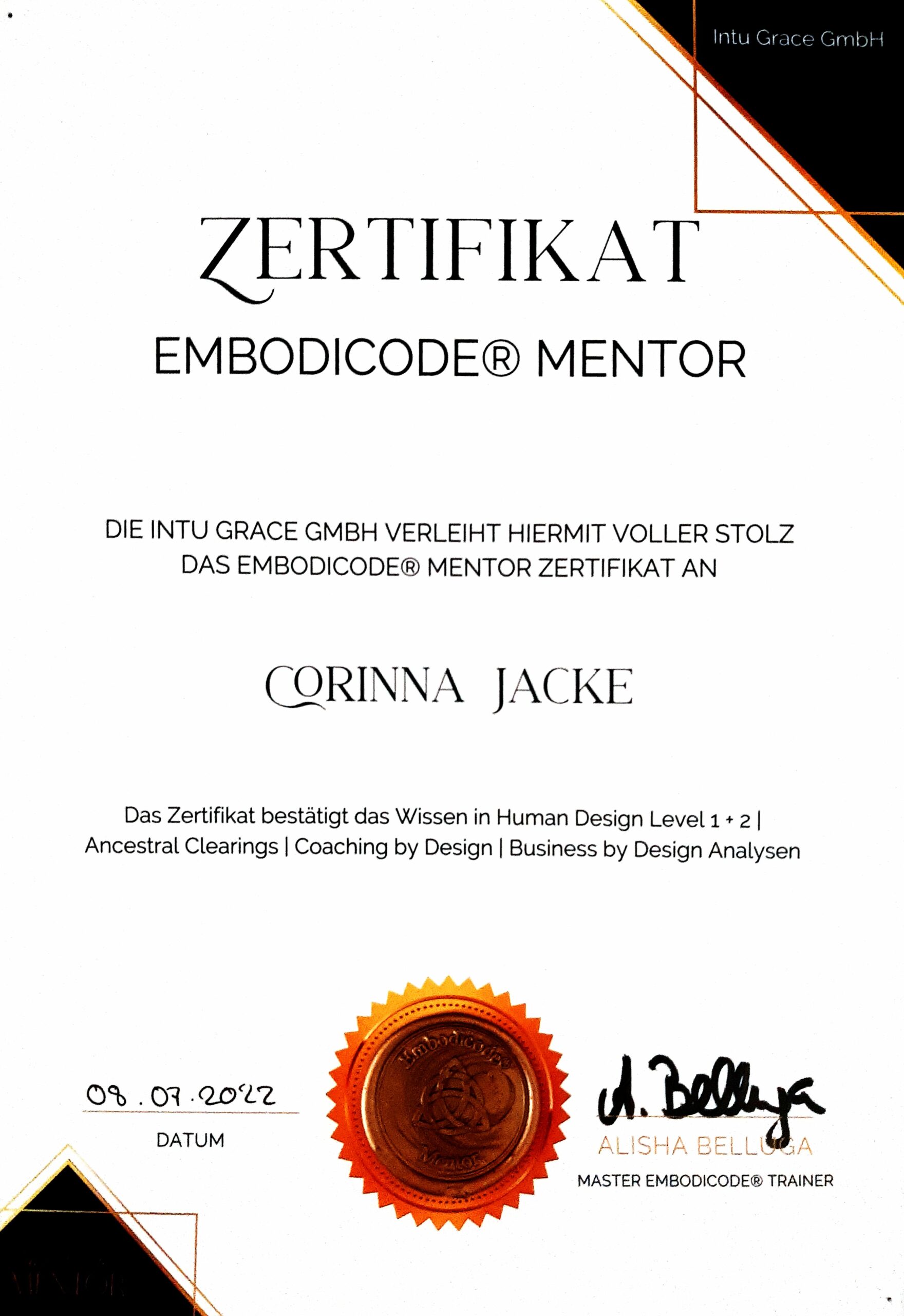 Human Design Mentoring Zertifikat Corinna Jacke